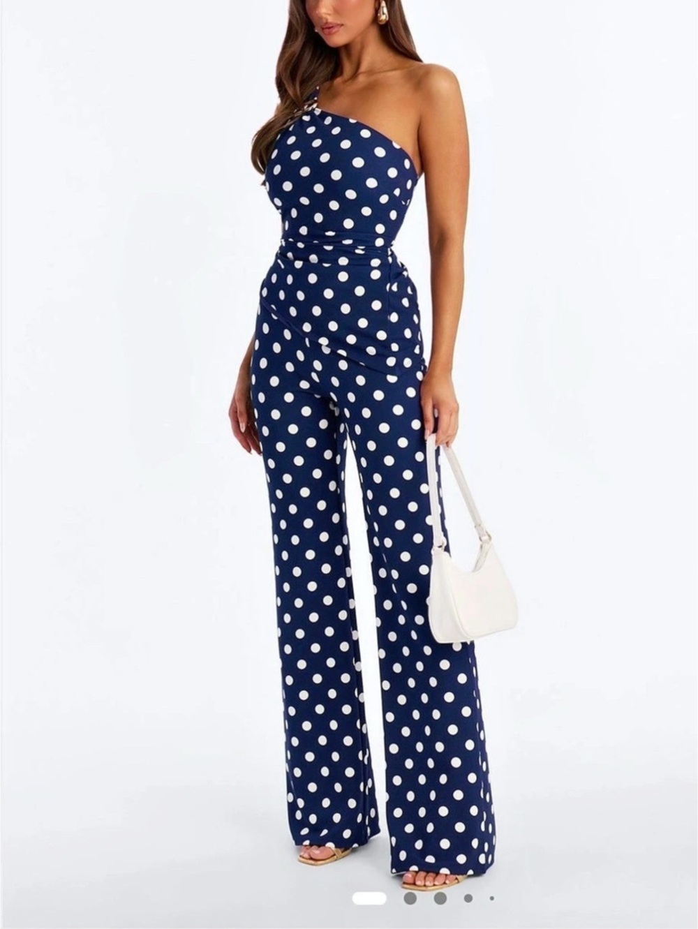 Fashion Nova Dottie Darling Polka Dot Pant Set in Blue & White